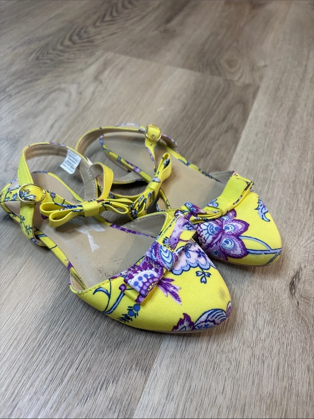 Janie and Jack Yellow Floral Ankle Strap Sandals size girls 12 spring summer